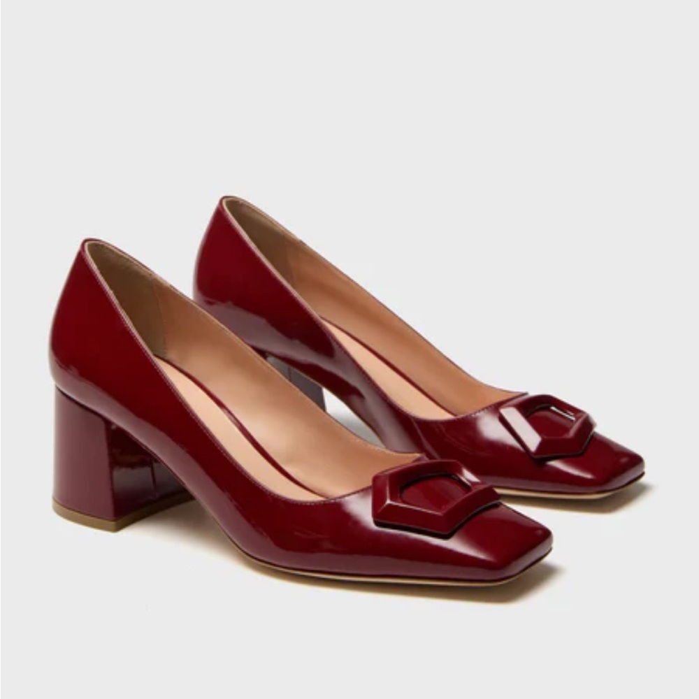NIB Rupert Sanderson Naxos Beetroot Heels 37/7